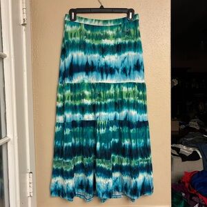 Chico’s Blue and Green Tie-Dye Maxi Skirt